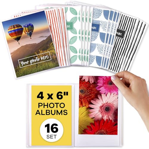 Photo Albums 4x6 Pictures - (Set of 16) by Paper Plan Mini Albums Each Can Hold Up To 36 Photos Works With Portrait and Landscape Pictures - Perfect for Storing Beautiful Memories