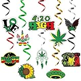 30Pcs Weed Party Swirl Decorations Hanging Spiral Decor Whirl Streamers Pot Leaves Ceiling Streamers...