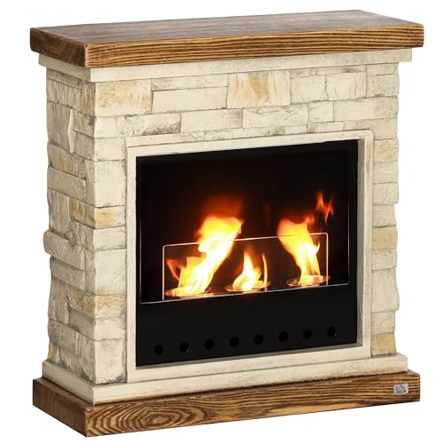 HOMCOM Chimenea de bioetanol, chimenea etanol, quemador 400 ml, duración de combustión de 3 horas, con cristal de...