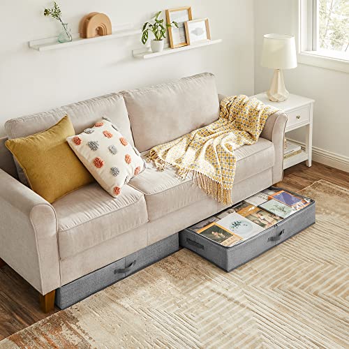 SONGMICS Set of 2 Under Bed Storage, Foldable Underbed Storage Bags with Zips and Clear Window - Image 2