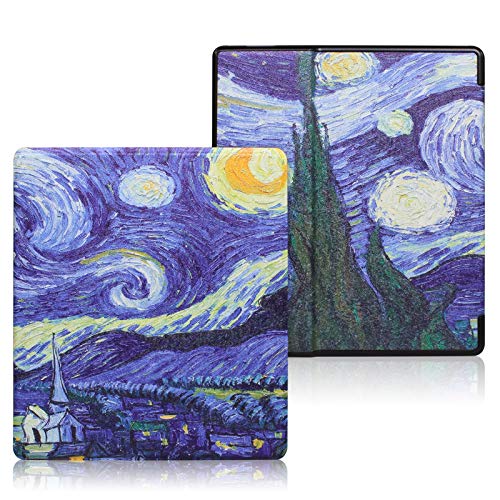 ALMIGHTYWater-Safe Case for All-New Kindle 10th Gen 2019 Release with Hand Strap, Ultra Slim Thin PU Leather Shockproof Smart Cover with Auto Sleep/Wake, Painting