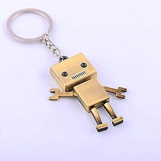 JewelBeauty Mini Robot Key Chain Creative Design 3D DIY Metal Movable Decration Leather Keychain Key Decoration Key Ring Leather Key Chain Gift for Men and Women