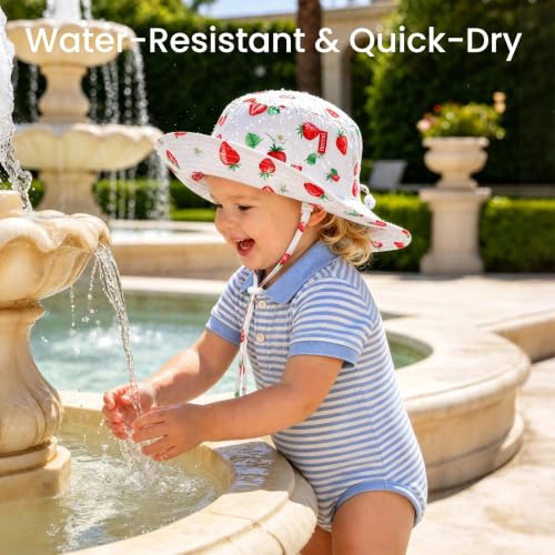 Image of HECCEI Toddler Baby Sun Hat, UPF 50+ Wide Brim Infant Bucket Hats for 0-6Y