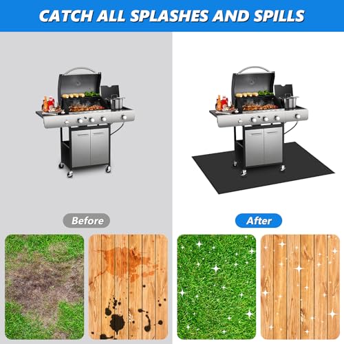 Durable 65 x 39 Inch Grill Mat for Outdoor BBQ, Fireproof Deck Protector for Charcoal, Smoker, Gas Grill
