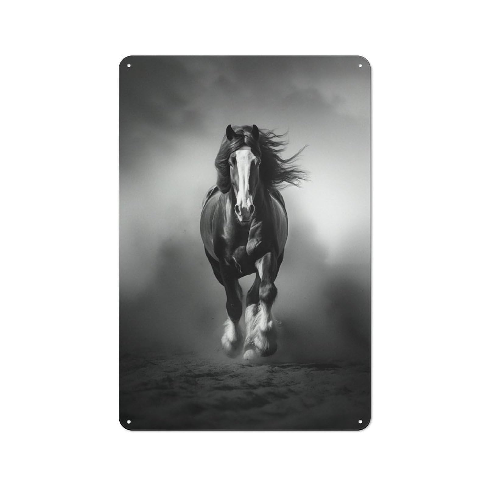 Junmoney Style-18 Horses In The Wild Metal Wall Sign 30X20cm, Rustic Decor For Workshop Wall, For Vintage Wall Decor Fans, For Themed Room Decoration