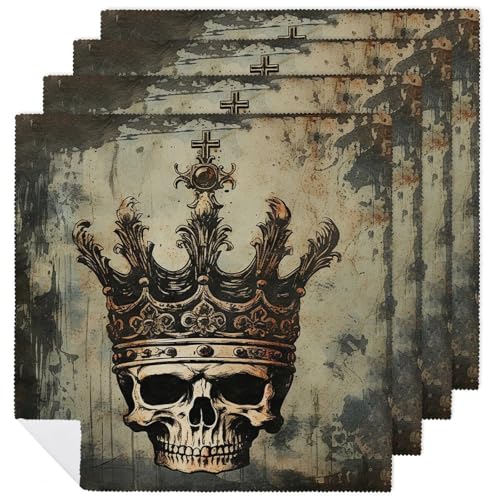 Servilletas de Tela Elegantes Corona Calavera 4 Piezas miniatura 1