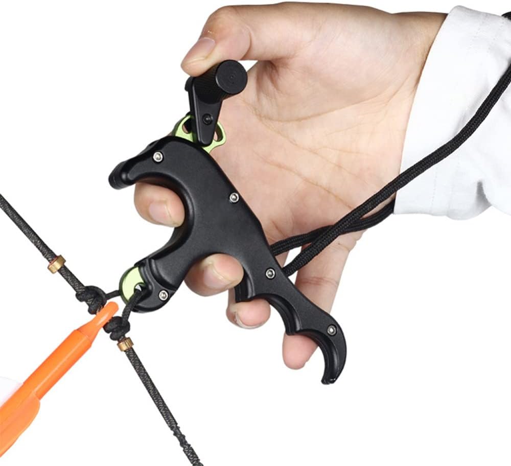 4Finger Hand Held Bow Release, Aluminum Alloy Archery