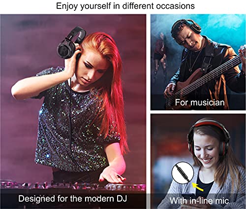 Prosonic DJ2G オーバーイヤーヘッドホン 有線ベースヘッドセット 40mmドライバー付き 折りたたみ式軽量ヘッドホン Shareportとマイク付き 録音モニタリング ミキシングポッドキャスト ギター PC TV (ブラックグレー)