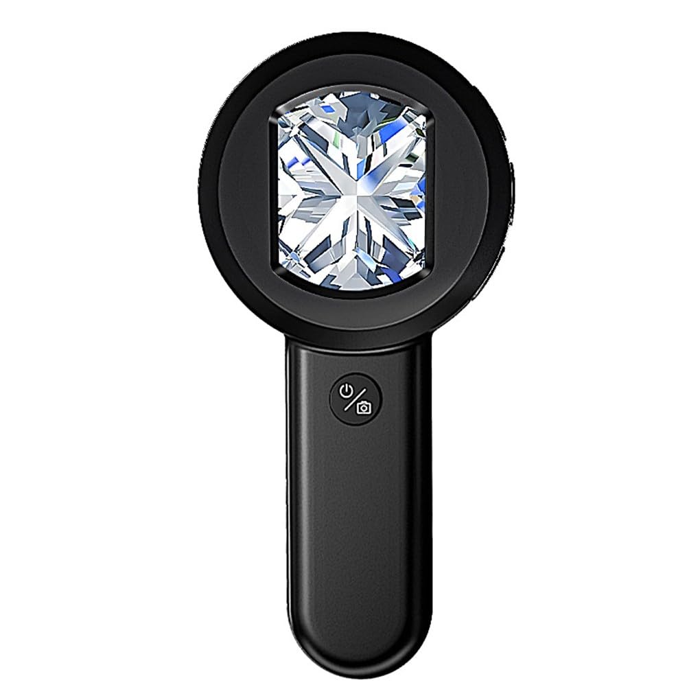 Microscopio digital de mano con pantalla de 2 pulgadas, cámara de píxeles de 100 W, 8 luces LED (blanco/UV), para conexión de computadora, lupa con tapa de enfoque, tiempo de funcionamiento de 1.5