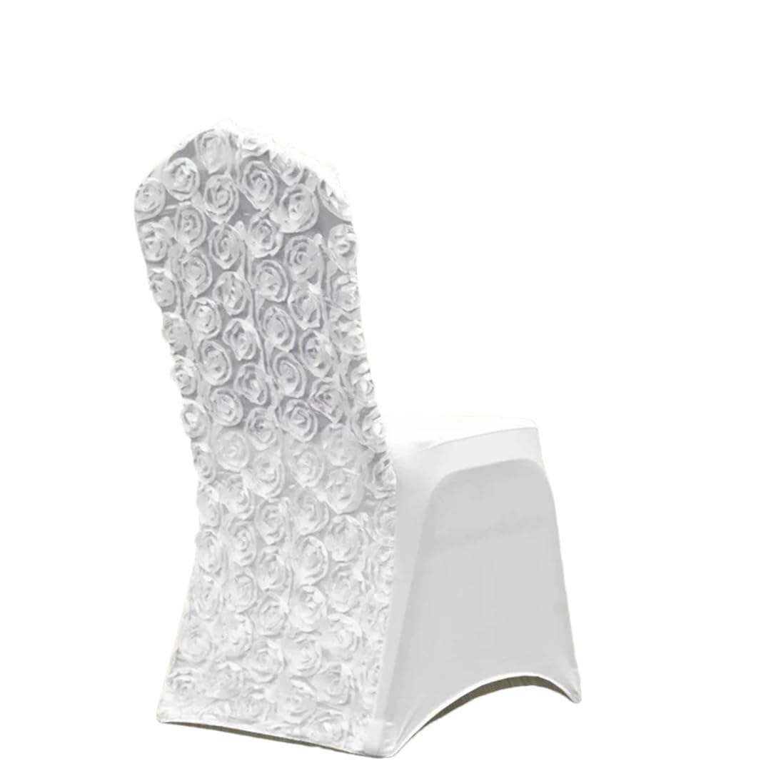PBTMCD Stretch Spandex Dining Chair Covers With Rosette Back, Universal Satin Slipcovers For Wedding Banquet Hotel, Protector(54#,30PCS)