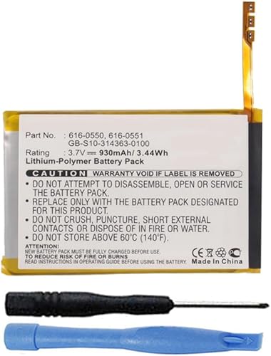 Reemplazo de batería 930mAh 616-0550, 616-0551 compatible con Apple iPod Touch 4 (4ª generación) A1367 8GB, 16GB, 32GB, 64GB con herramientas de
