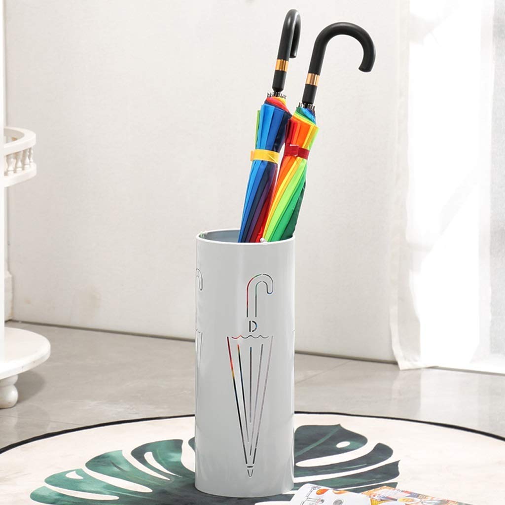 Gardeneea Umbrella Stand, Umbrella Stand, Household Storage Floor Umbrella Stand, Metal Umbrella Stand, Wrought Iron Umbrella Stand,White (White)