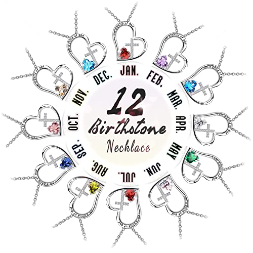 Bengnkes Bg 925 Sterling Silver I Am A Child Of God Cross Pendant Necklaces For Women, September Birthstone Blue Heart Necklace Birthday Christian Baptism Gifts For Girls #TOP6