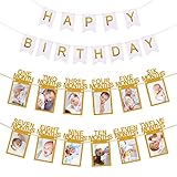 1st Birthday Photo Banner, Hurriman 12 Month First Birthday Bunting Garland Milestone Keepsake...