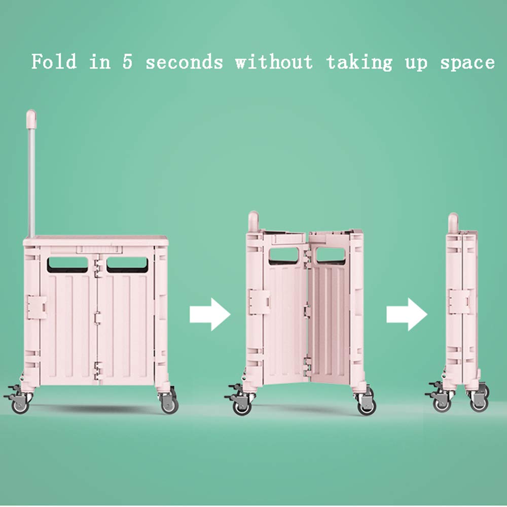 Carrito utilitario con 4 ruedas, carrito rodante resistente con sistema de freno para compras y oficina, carretilla de mano portátil para equipaje, diseño verde