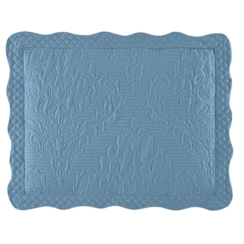 Collections Etc Lovely Victoria Damask Textured Design Scalloped Edge Pillow Sham