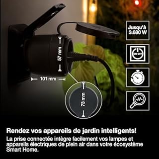 OSRAM SMART+ ZIGBEE prise extérieure UE, prise extérieure avec contrôle de la consommation d'énergie en noir en PP, protection IP44, intégration d'appareils dans la maison connectée