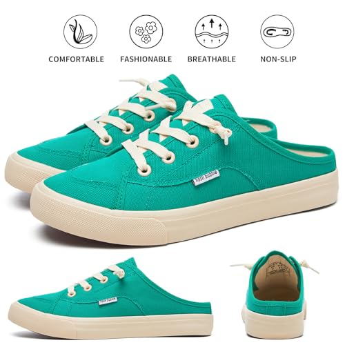 Image of hash bubbie Women's Mules Slip on Sneakers Canvas Tennis Shoes | backless summer close toed sandals non slip on walking casual comfortable