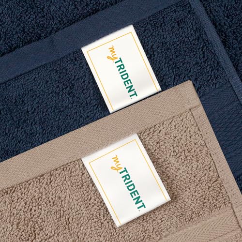 Image of MYTRIDENT Soft Comfort Air Rich Towel 100% Cotton Hand Towel for Daily use, 500 GSM Highly Absorbent Towels for Men /Women, 4Pc Hand Towel Set (41 cm X 66 cm), Acorn and Navy