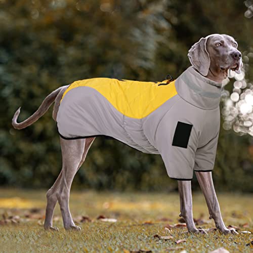 Asenku Windproof Dog Winter Coat, Splicing Dog Coat Waterproof Dog Snow Jacket, Reflective Dog Vest Harness Cold Weather Dog Clothes Pet Apparel For Medium Large Dogs #TOP4