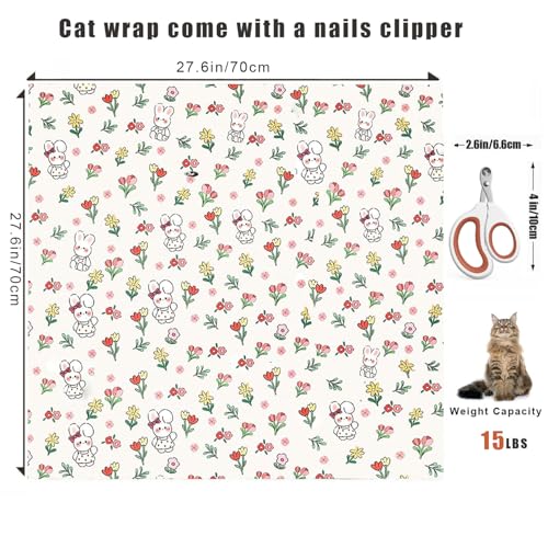 Image of 27.6'' Cat Grooming Wrap | Self-Adhesive, Anti-Escape Calming Swaddle, Soft Fabric, Comfortable & Reusable, For Cutting Nails, Ear Cleaning, Medication