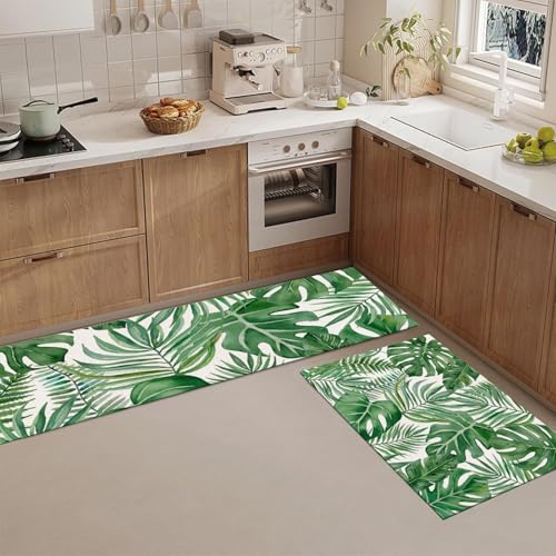 Alfombra de cocina de 2 piezas tropical lavable para pasillos interiores 2