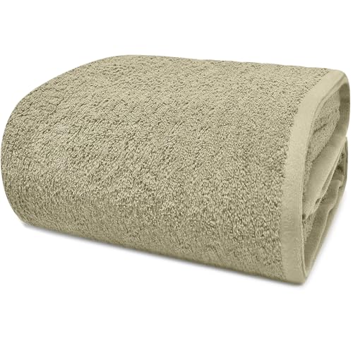 Image of DAN RIVER Pack of 1 Jumbo Bath Sheet 40x80 Inches, Extra Large Bath Towels, Luxury Quick Dry Cotton Oversized Towel for Bathroom - Beige