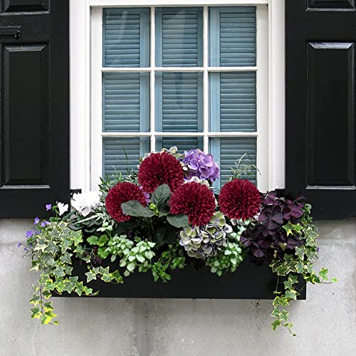 Briful 6Pcs Artificial Chrysanthemum Flowers 4’’ Large Heads Silk Mums Fake Ball Shape Flowers Faux Ball Shape Flowers Spring Hydrangea Flower For Home Wedding Indoor Decor,Burgundy #TOP3