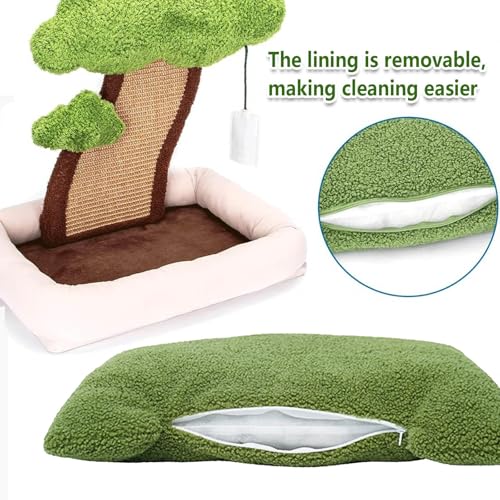 Rascador para gato con cama y poste de sisal 30x20x10 pulg miniatura 6