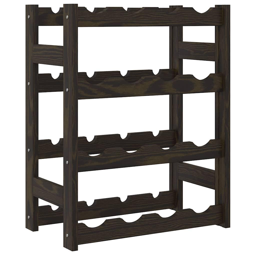 Weinregal für 16 Flaschen, Flaschenregal aus Massivholz Kiefer schwarz mit 4 Ablagen, Flaschenhalter für Küche, Esszimmer, Keller, Bar und Speisekammer zur geordneten Lagerung