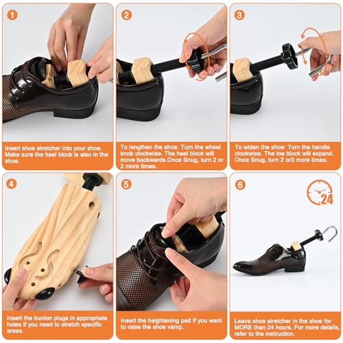 Jjdparts Wooden Shoe Stretcher, Pair 4-Way Shoe Expander Widener Wooden Shoe Tree Extender Spiral Pattern For Women And Men thumb #5