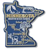 Minnesota Giant State Magnet by Classic Magnets, 3.2" x 3.6", Collectible 3D Rubber Vintage-Style Souvenirs and Gifts Made in the USA