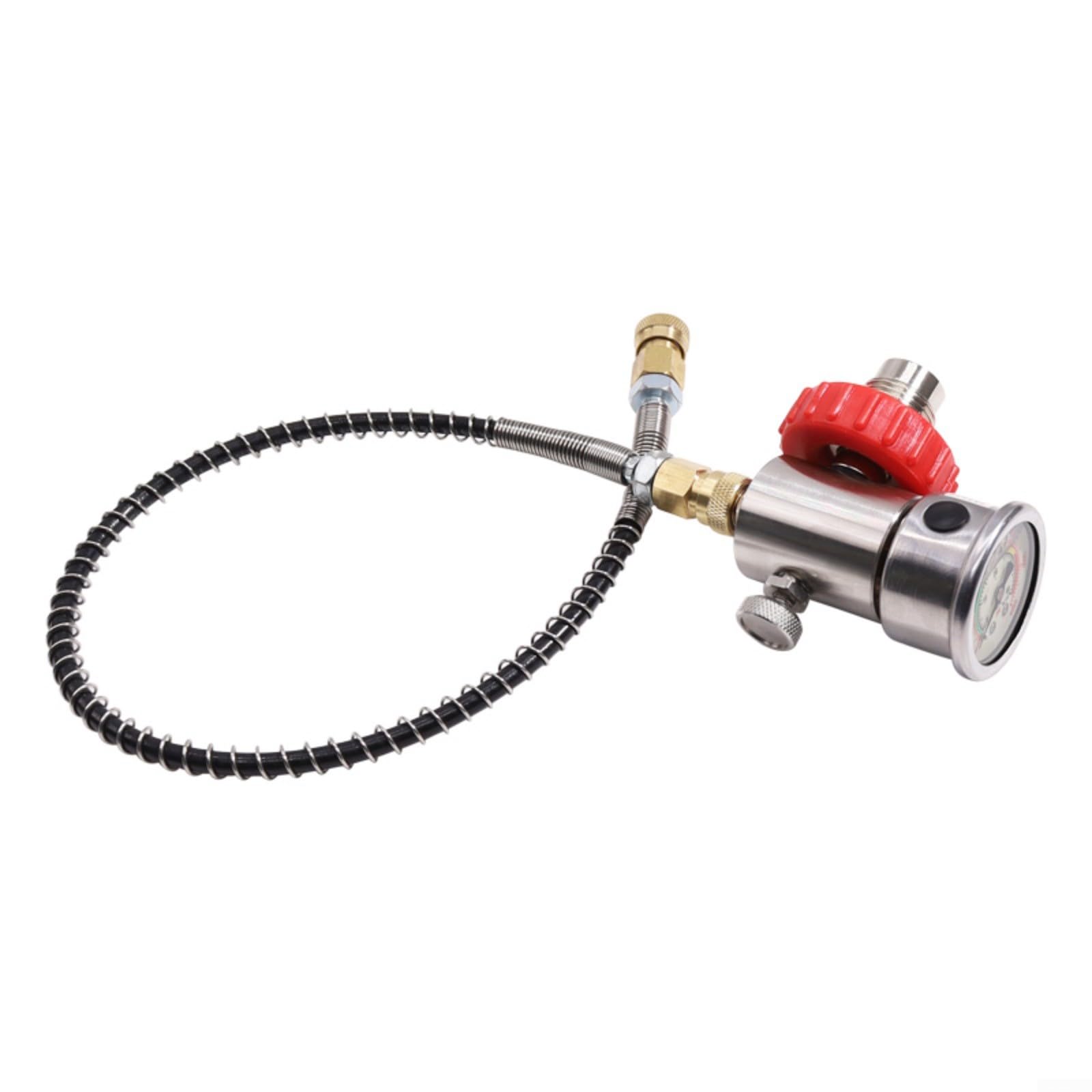 1 manometro per immersioni subacquee G5/8 a 7/8 adattatore di riempimento, doppia luminosità 6000/5000 PSI, tubo a molla da 24 pollici, acciaio inossidabile rame, nero rosso per ricarica