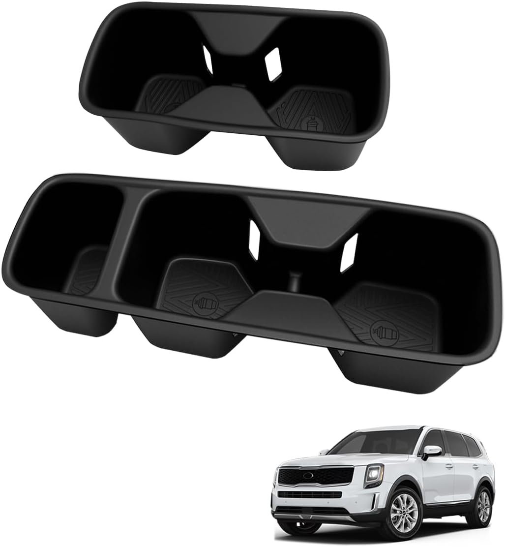 Muslogy Center Console Cup Holder Inserts Compatible with Kia Telluride 2020-2025 2026 Accessories Middle Console Front and Rear Drink Stopper Non-Slip TPE Organizer Cup Holder Replacement 2PCS Set