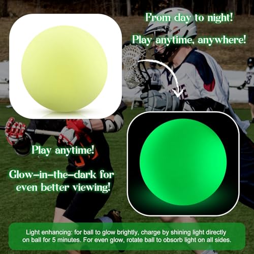 Soulchen 6 Pack Glow in The Dark Lacrosse Ball Official Size Night Practice Training Sport Ball for Indoor Outdoor Sports Gifts (Green) by Soulchen - Image 3