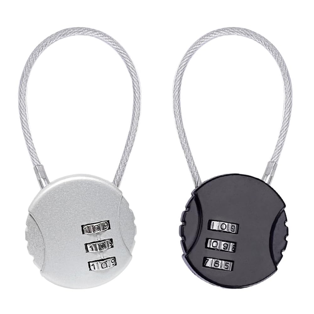 Premium 2 PCS 3-Digit Combination Cable Lock for Luggage, Suitcase, Backpack, Travel Bag & School Locker | Resettable Zinc Alloy Padlock with Flexible Steel Wire Security Lock | Portable Travel Lock-image-24