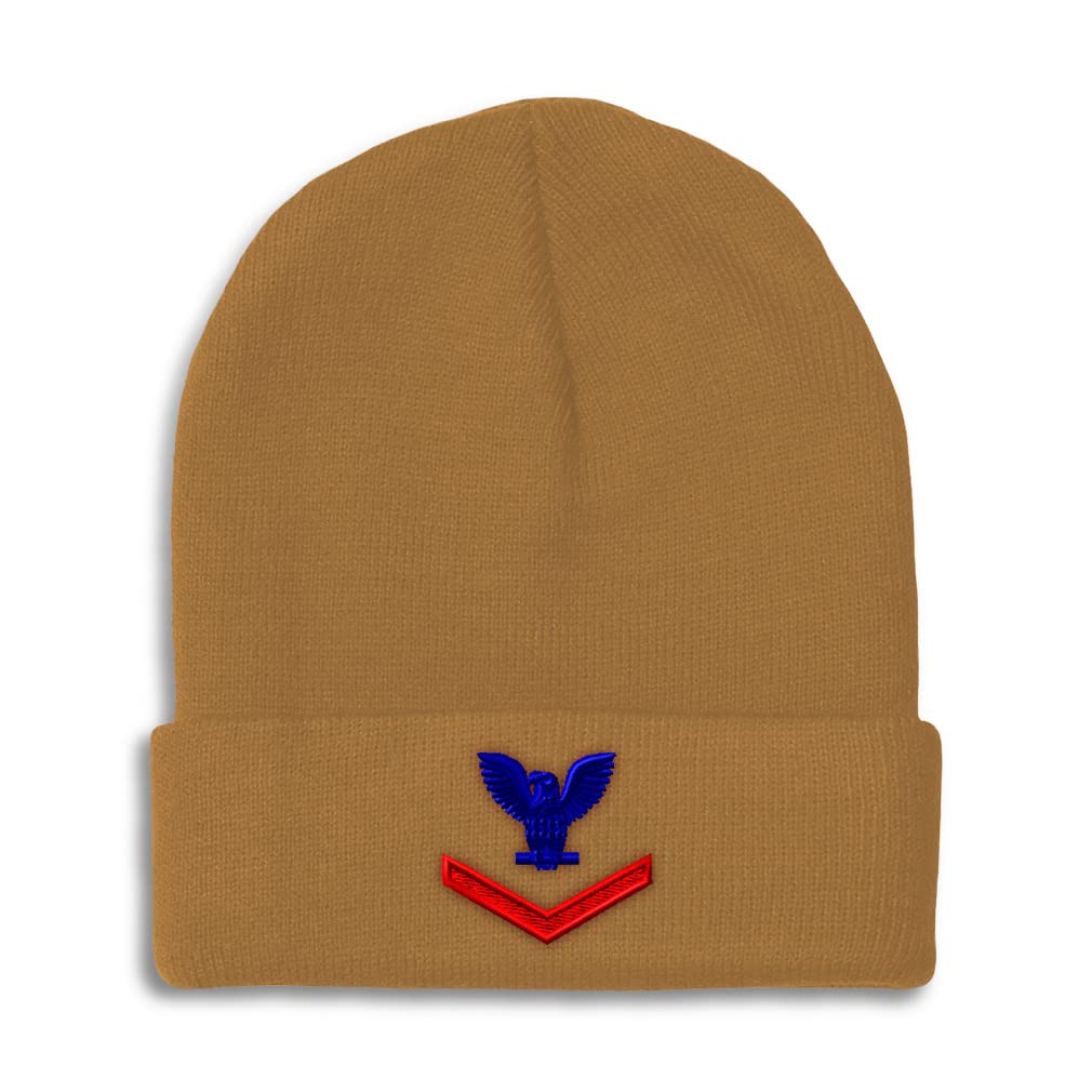 Speedy Pros Beanies for Men 3Rd Class Petty Officer Embroidery Insignias Class Petty Officer Embroidery Winter Hats for Women Acrylic Skull Cap 1 Size Khaki Design Only