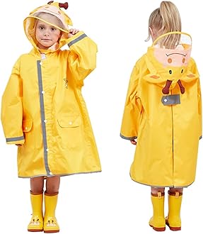 SSAWcasaRain Poncho Kids,Toddler Poncho with Hood,Waterpoof Rain Jacket Coat,3D Cartoon Children Rainwear for Girl Boy