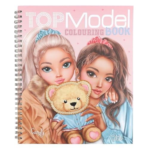 Depesche 13210 TOPModel Team Teddy   Libro para Colorear con 40 páginas para Crear Motivos de Modelos y Ositos, Incl. 1 Hoja de Adhesivos