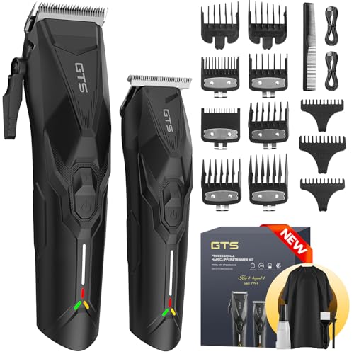 Image of Professional Hair Clippers for Men, Professional Barber Clippers and Trimmer Set, Mens Cordless Hair Clipper for Barbers Haircut Kit Fade Black