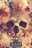  Zeichenheft: Pastell Totenkopf Skull • DE02g • Skizzenbuch • Leeres Heft fürs Zeichnen, Malen, Skizzieren, Comics • 100 Seiten ║ Skizzenheft - ca. DIN A5 Format ║ kleines Geschenk für Freunde