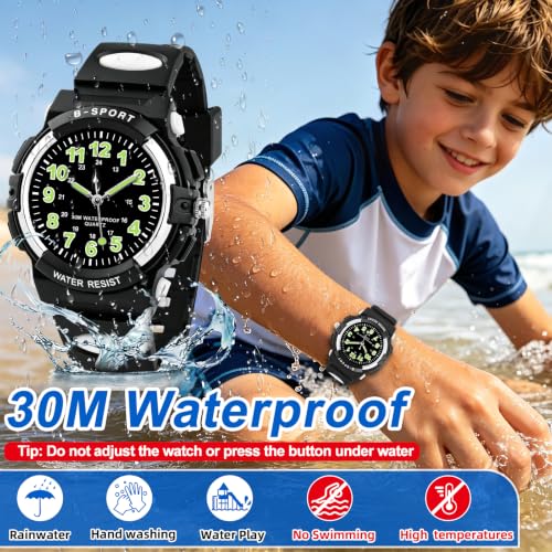 Image of CKV Kids Watch Analog Waterproof Time Teaching for Boys Girls | Acuurate Time Easy to Read with Soft TPU Band Thoughtful Present for Children age 5-15