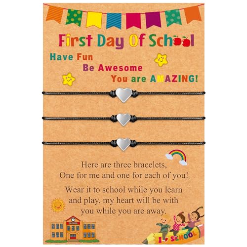 Image of EOBOH First Day of School Bracelet Mommy and Me, Prek Matching Wish Bracelets Set, Adjustable Bracelet for Boys Girls Gifts Stuff Bulk