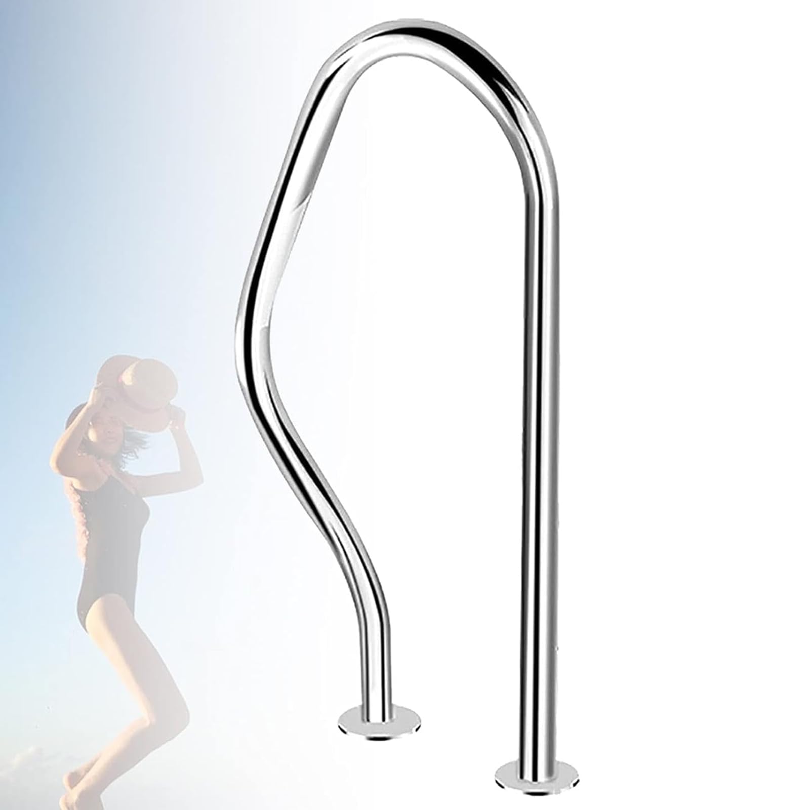 Pool Handrails Pool Hand Rail 304 Stainless Steel Swimming Pool Handrail,Pool Hand Rail for Garden Backyard Pools and Inground Pools Entrances
