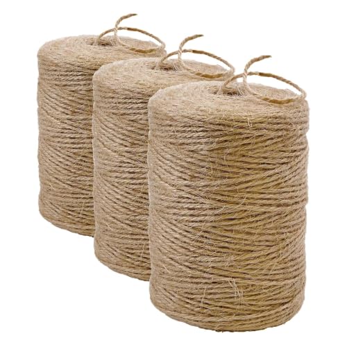 Image of PerkHomy Natural Jute Twine 600 Feet Long Twine String for Crafts Gift Wrapping Packing Gardening Crochet Knitting Macrame Decor (Brown 2mm * 600feet) (Pack of 3)