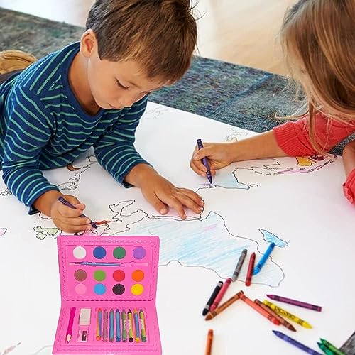Image of Art and Craft Color Kit, 42 Pieces, Crayons, Water Colours, Sketch Pens, Painting Kit with Brushes (42 pcs, Multicolor)