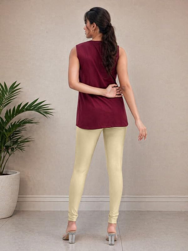 Image of TRENDMALLS Women's Microfiber Elastane Stretch Soft Churidar Length Leggings with Ultrasoft Waistband