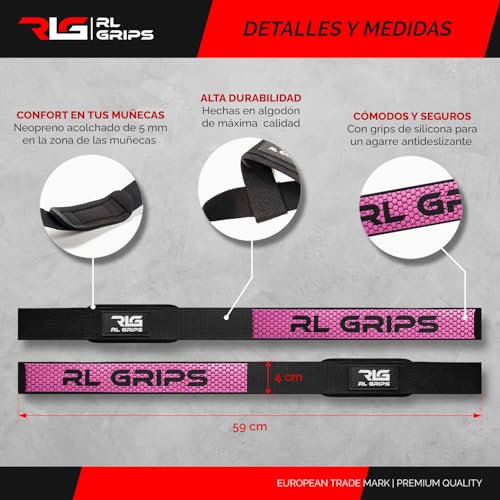 Straps de Gimnasio con Muñequeras Deportivas para Powerlifting Rosa 4