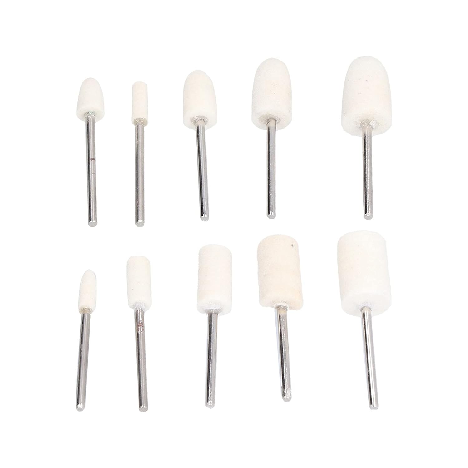 100Pcs Polishing Head Wool Felt Tapered and Cylindrical Buffing Wheel Set, Compatible with Electric and Pneumatic Grinders for Metal Glass Wood Aluminum