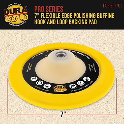 Dura-Gold Pro Series 7" Flexible Edge Polishing Buffing Hook And Loop Backing Pad, 5/8" - 11 Threads - Universal Rotary Polisher Buffer Backup Pad - Attach Foam Wool Buff Pads Automotive Car Detailing #TOP1